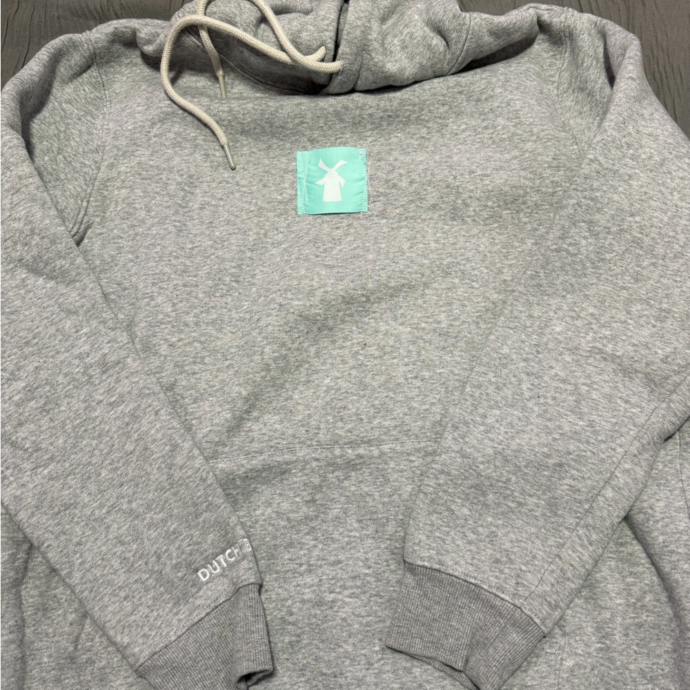 Gray Hoodie with Logo Patch Dutch Bros